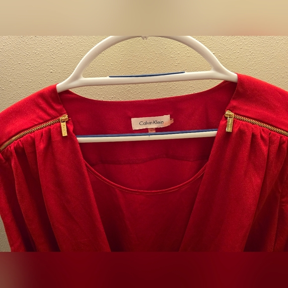 Calvin Klein Women's Red Drape Top - Picture 2 of 5